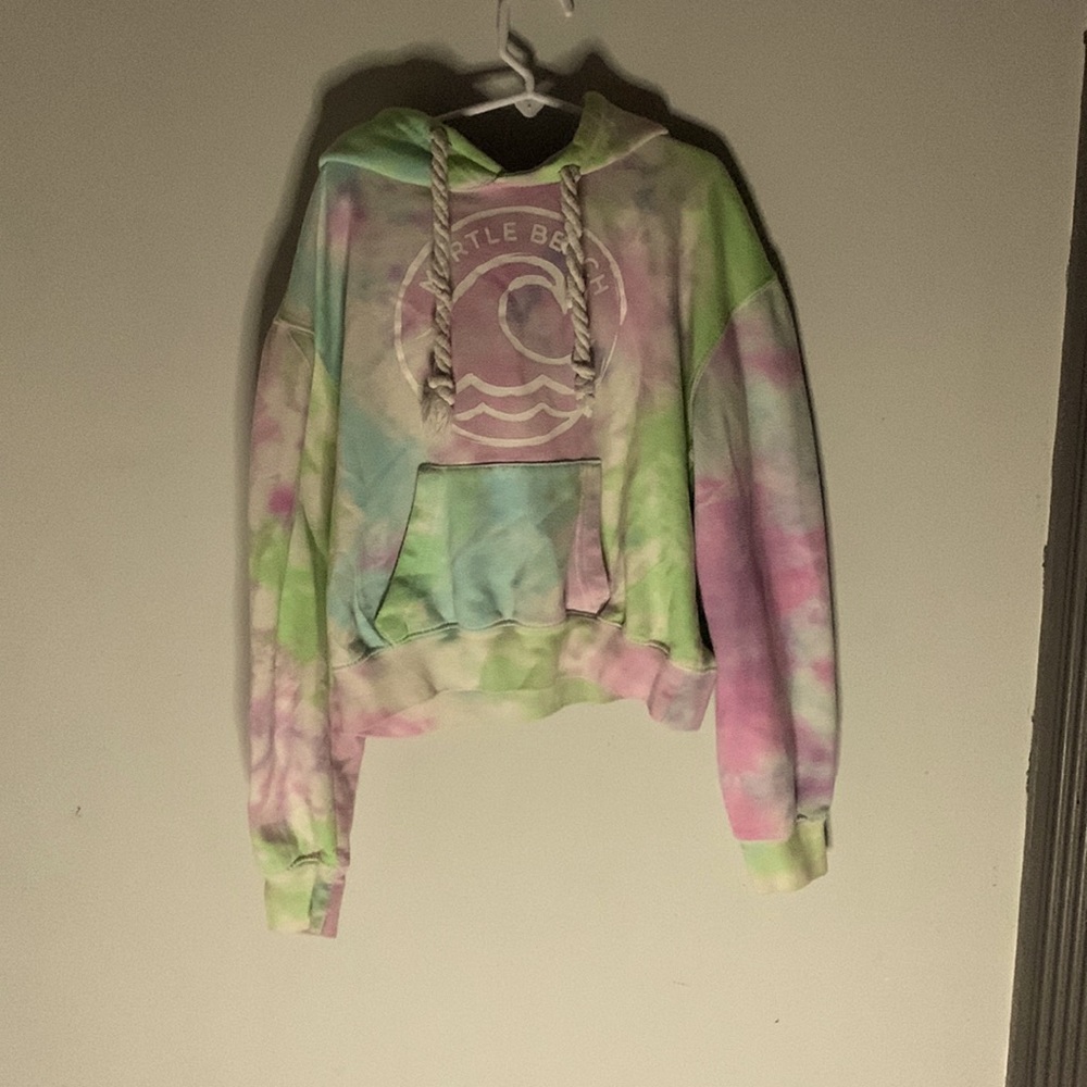 Beach by Exist hoodie pastel colored cropped.